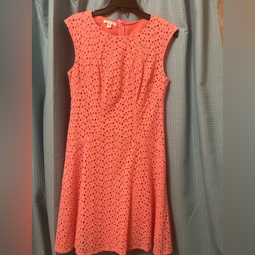 🦚London Times Size 10 salmon eyelet Dress